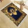 Light Luxury Blue Gold Peacock Arch Islamic Prayer Mat Foldable Portable Muslim Janamaz Sajadah Rug Non-Slip Ramadan Eid Gift