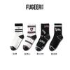 4-Pair Four Seasons Wear Black and White Jacquard Student Socks Comfortable and Breathable 7A Antibacterial Medium Tube Women's Cotton Socks