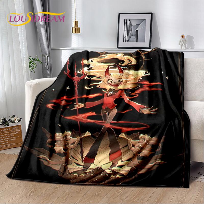 2025 H-Hazbin Hotel Charlie Kreskówkowy Miękki Koc, Miękki Koc Rzutowy do Domu Sypialni Łóżka Sofy Pikniku Podróży Pokrowiec Prezent dla Dziecka