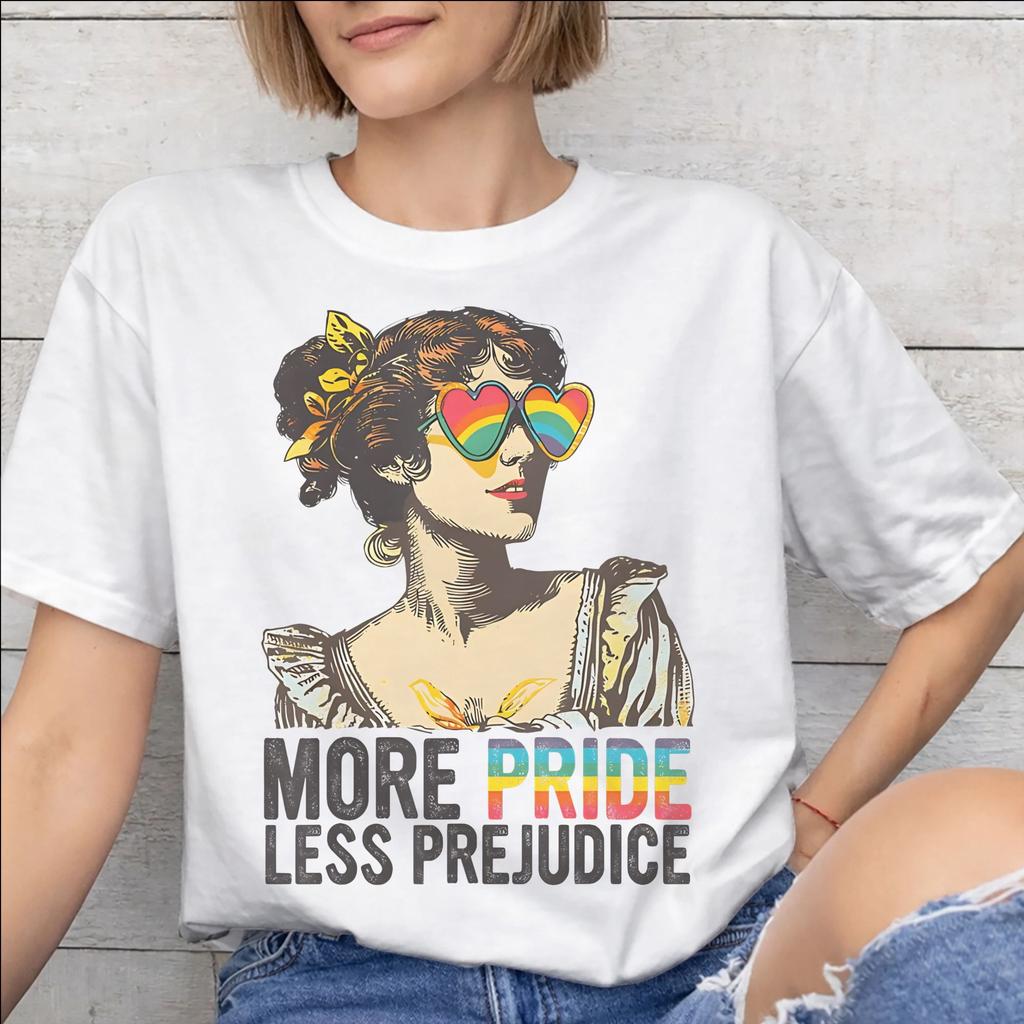 Unisexs Unisexs More Pride Less Prejudice T Shirt 100 Cotton Graphic Printed TShirt Top Clothing