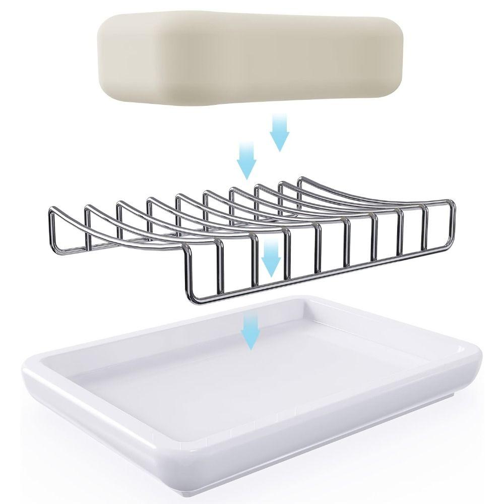 Multi-function Ceramic Soap Dish Stainless Steel Drain Holder Fashion Cup Holder Baby Bottle
