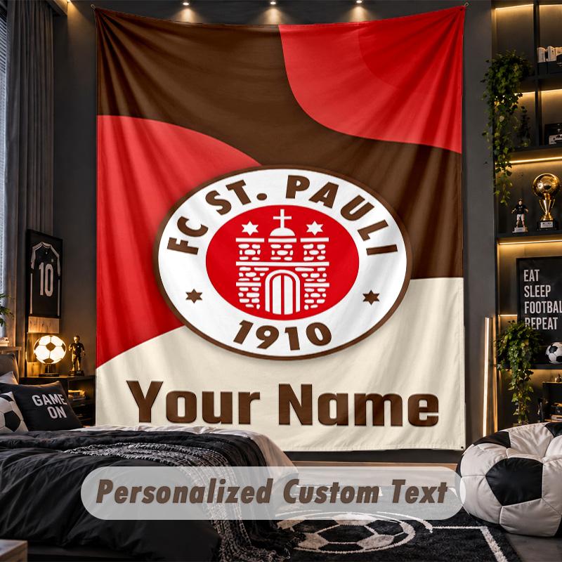 WandteppichFC St. Pauli Personalisierter Wandbehang mit individuellem Namen und Text, Heimwanddekoration