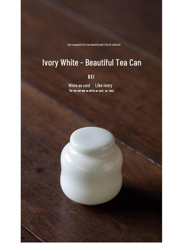 High-End White Porcelain Tea Storage Canister - Exquisite, Sealed, Portable Small Container 
