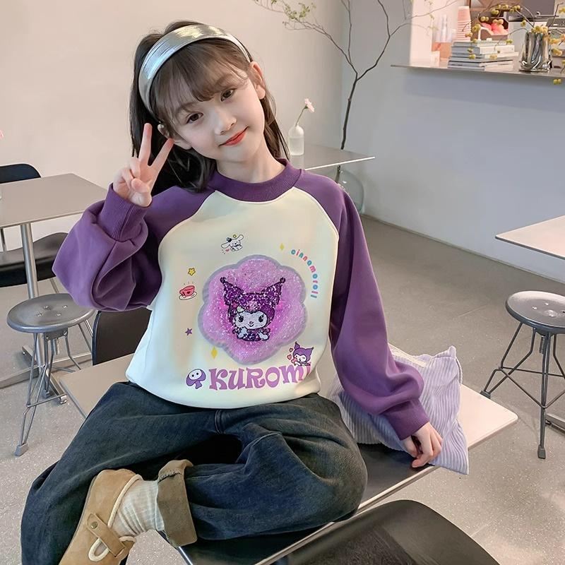 Kuromi Sequin Hoodie 2026: Stylish Cartoon Top for Girls 150 cm