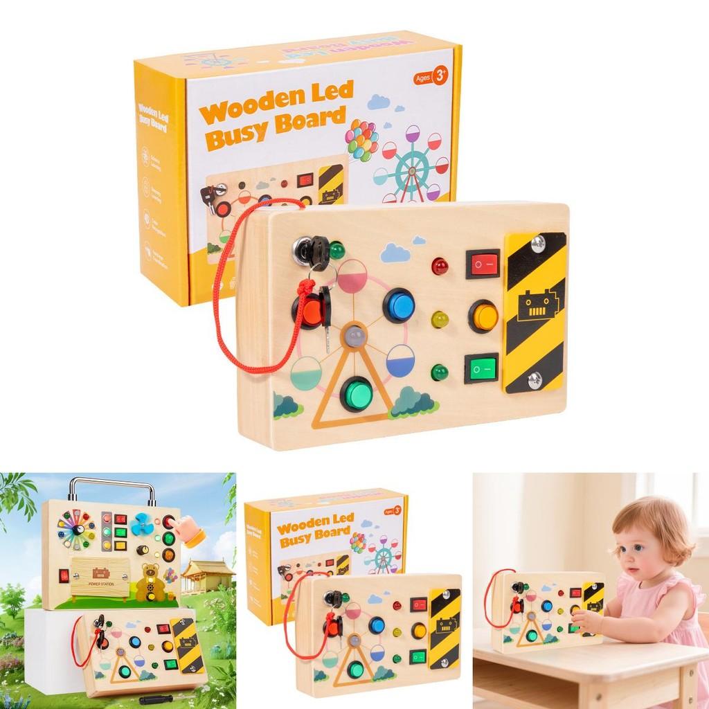 Bär Riesenrad Holz Aktivitätsspielzeug mit LED-Tasten für Früherziehung und DIY-Spaß