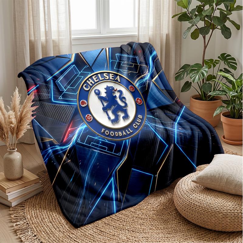 Chelsea FC Theme Blanket Soft Flannel Blanket Plush Throw Blanket Cozy Sofa Bed Blanket for Home Decor