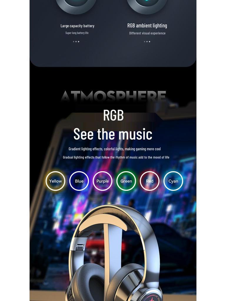 Cross-Border Hot Selling Wireless Bluetooth Over-Ear Headphones: Sports & Gaming Model