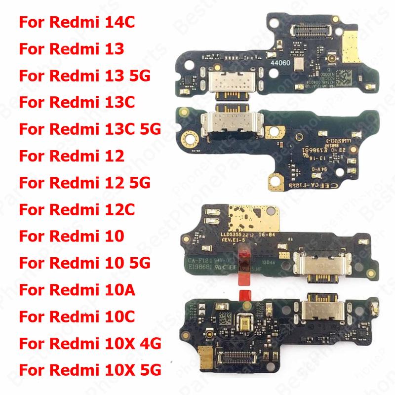 Charge Board For Xiaomi Redmi 14C 13 13C 12 12C 10 2022 Prime 10A 10C 10X 4G 5G Charging Port Usb Connector PCB Dock Plate Parts