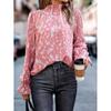 Blusa feminina manga longa com botões, casual, solta, lisa, top, camisa larga