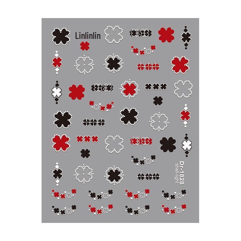 Redanco 5D Embossed Cartoon Four-Leaf Clover 3D Shell Nail Art Stickers DR1829