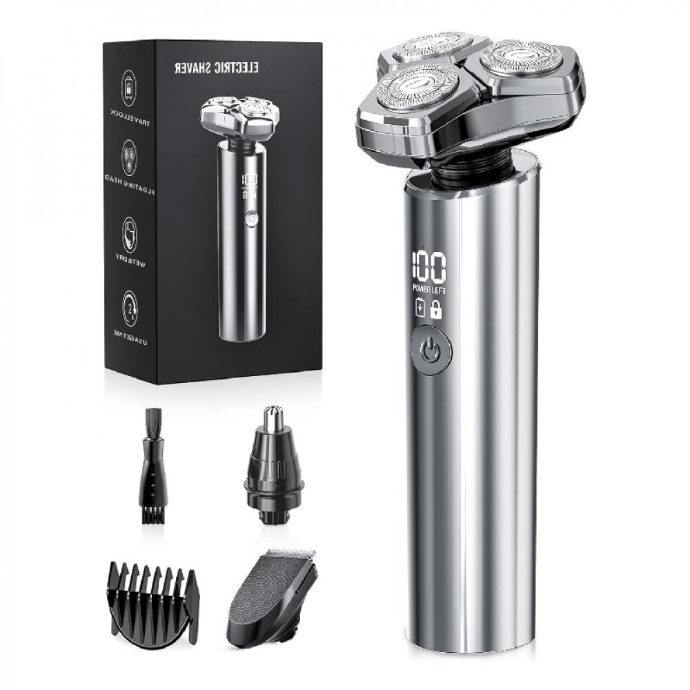 

Electric Razor for Men, 10,000RPM High-Speed Motor, IPX8 Waterproof, USB Fast Charging, 5-Min Quick Charge & Travel Lock сірий