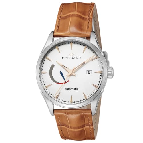 Hamilton Jazzmaster Men's Watch, White Dial, Stainless Steel, Sapphire Crystal, Automatic, 5 ATM Water Resistance, 41mm, Swiss Made, H32635511, Brown