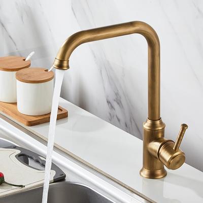 Rubinetto da Cucina in Bronzo Antico Miscelatore Acqua Calda Fredda Rubinetto Montato sul Piano Lavello Singolo Foro Rotazione 360 EL908