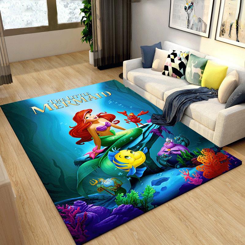1pc Mermaid Pattern Area Rug Soft Flannel Floor Mat for Living Room,Office,Bedroom and Carpet,Sofa Coffee Table Floor Mat