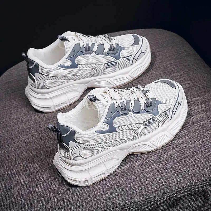 Fashion Mash Lace Up Pink Women's Shoes Vulcanize Sneakers Woman Luxury White Trainers Women Sports Wide Foot New Collection