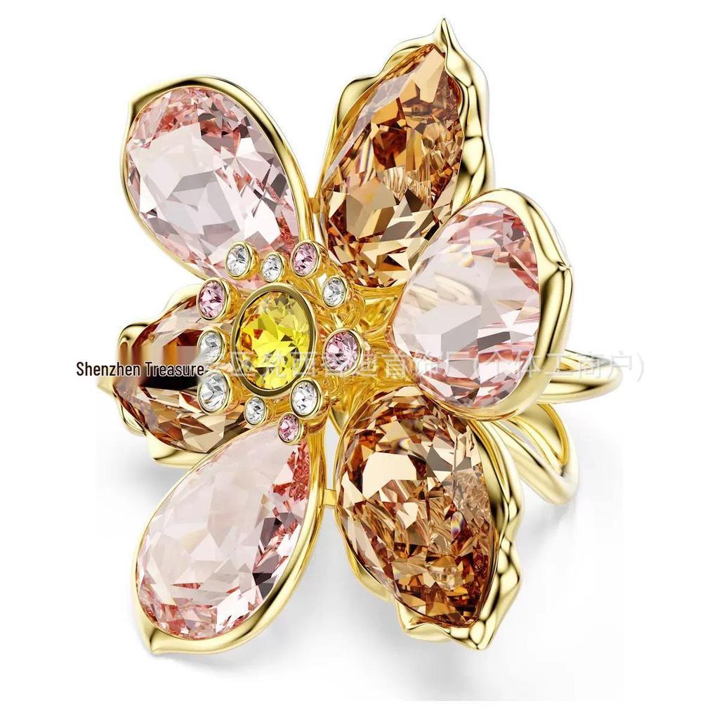 Idyllia Flower Dopamine Jewelry Set: Necklace, Bracelet, Earrings, Ring with Austria Crystals