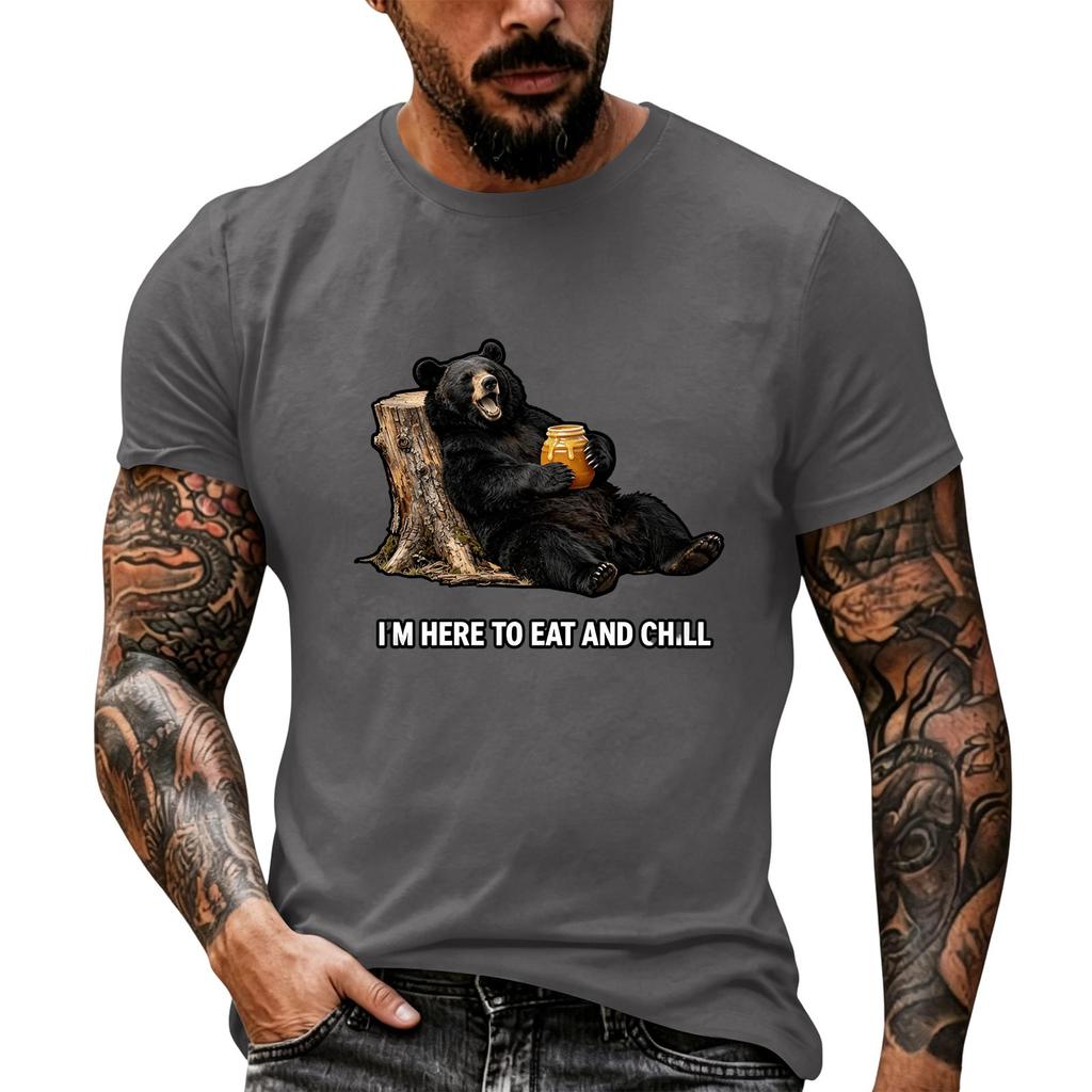Herren Lustiger Tier-Spruch Print Vintage T-Shirt, Locker Atmungsaktiv Sommer Freizeit Oberteil