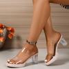 Transparent Heels Chunky Shoes Women's Shoes Height Increase 8cm Outdoor Seaside Sandals
