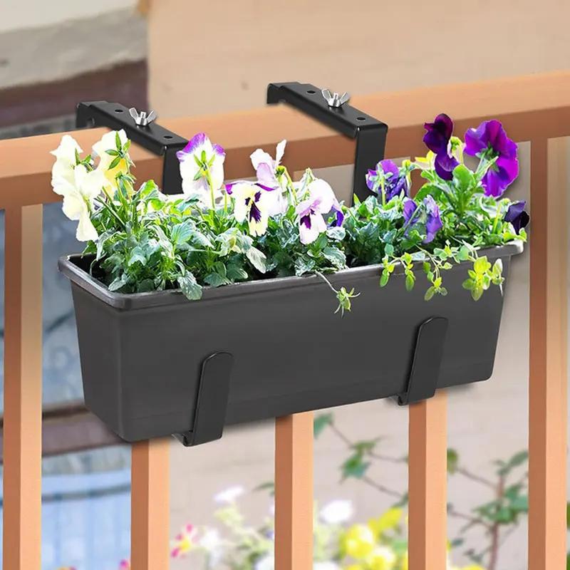2 Stuks Bloembak Beugels Passend op Terras Reling Hangende Beugels Bloembak Metalen Haken Verstelbaar voor Tuin Terrassen Wanddecoratie