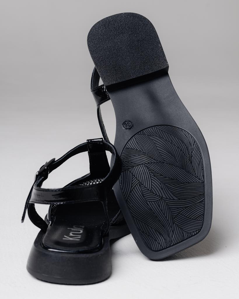 Krula 19883 36 Black Patent Leather Sandals with Mesh