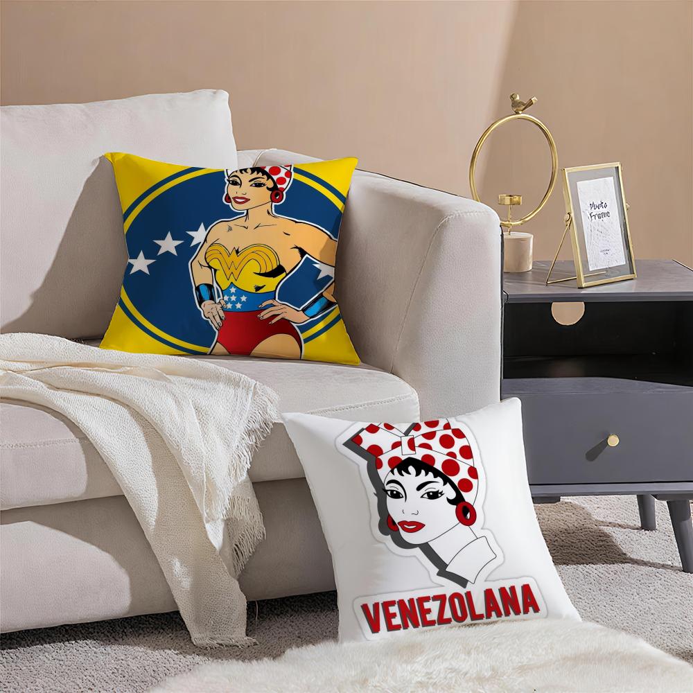 Vibrant Cultural Art VVenezuela Cushion Cover Pillowcase Short Plush Invisible Zipper Room Sofa Cushion Cover