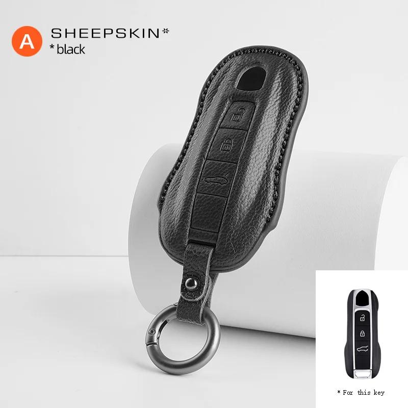 Sheepskin High-Quality Car Key Case Cover Accessories For Porsche Panamera Spyder Carrera Macan Cayman Cayenne 911 970 981 991