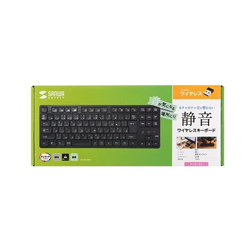 Sanwa Supply Wireless Quiet Keyboard (2.4GHz Wireless/No Numeric Keypad) SKB-WL38BK