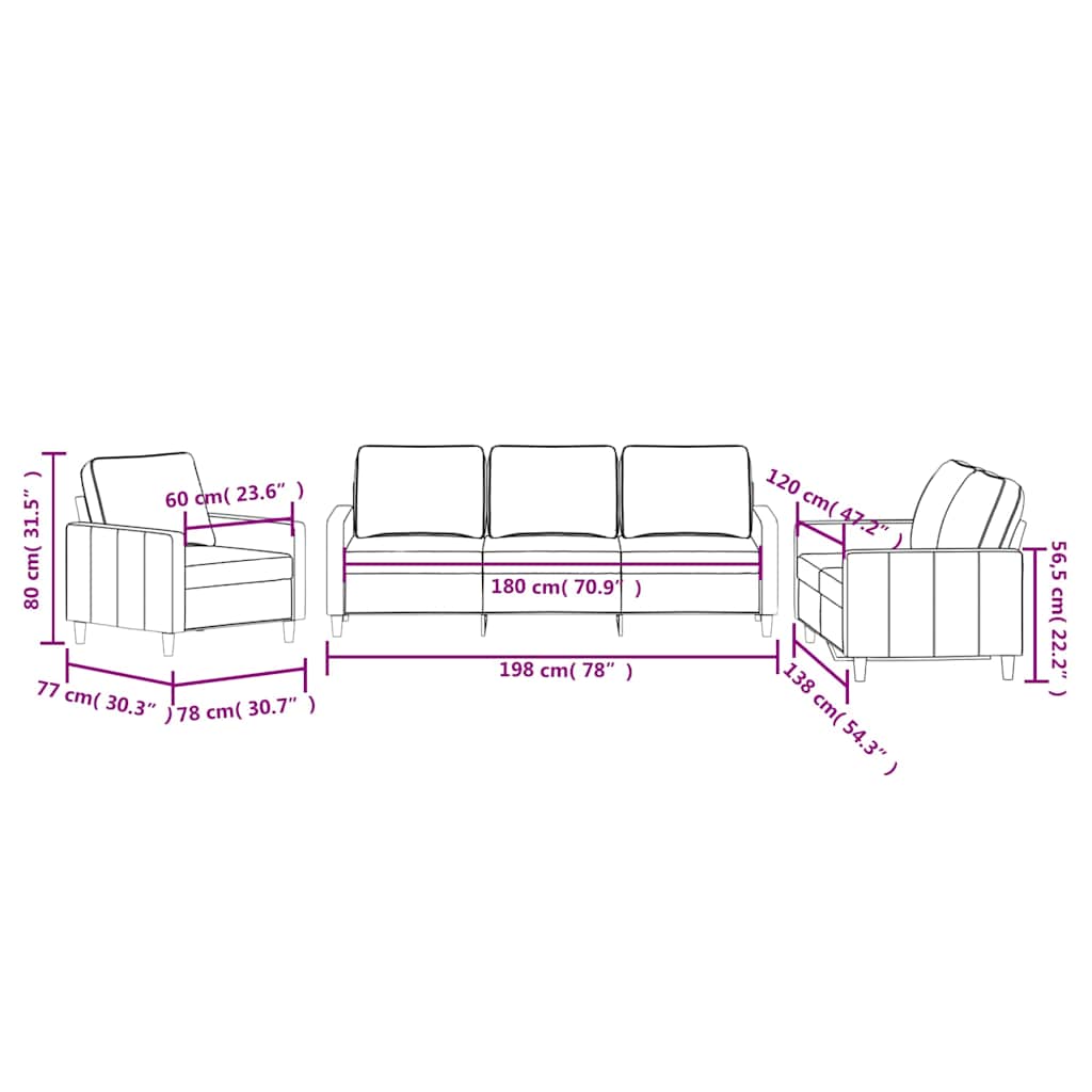Vidaxl 3-Piece Lounge Set, Upholstered In Velvet, Blue