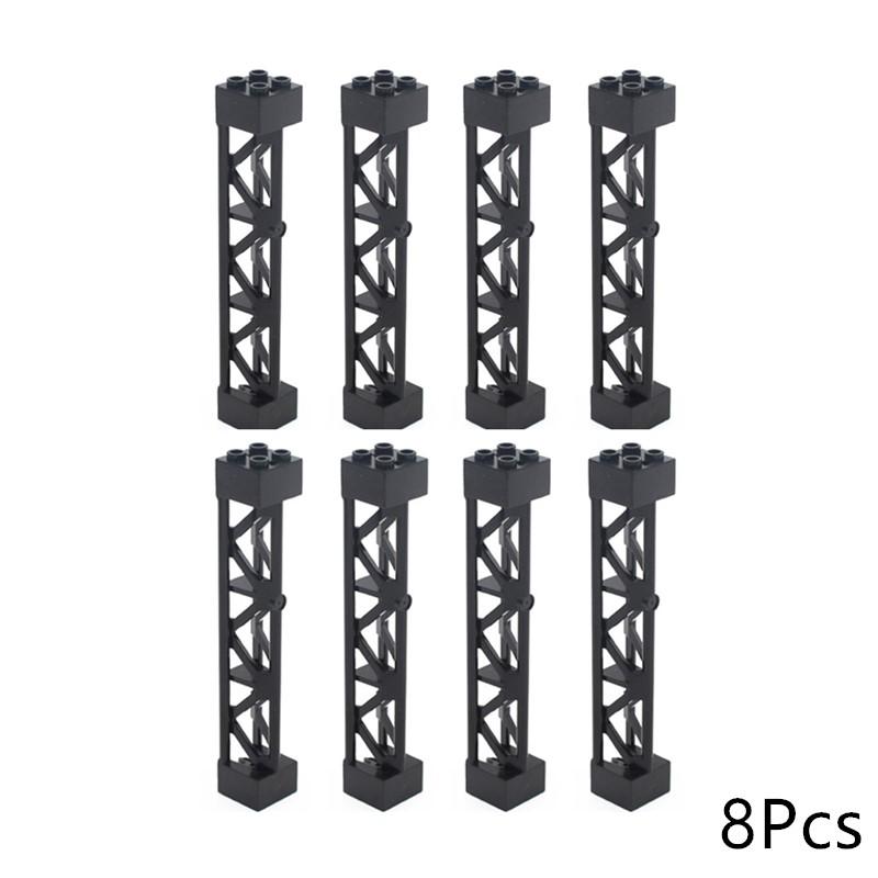 8-Pack Timeless Building Block Works With Universal 58827 Component Frame Pillars for Train Track Support Bracket