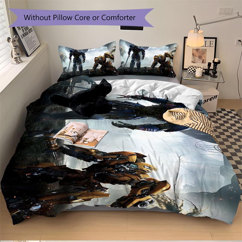 Transformers Cybertronian Warriors Printed 3pcs Bedding Set Soft Microfiber 1 Duvet Cover And 2 Pillowcases Home Bedroom Decor Xmas Gift K1857