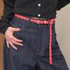 Slim Red Y2K Punk Belt Women No-Drill Installation PU Leather Dual-Layer Waistband Trendy Casual Accessory