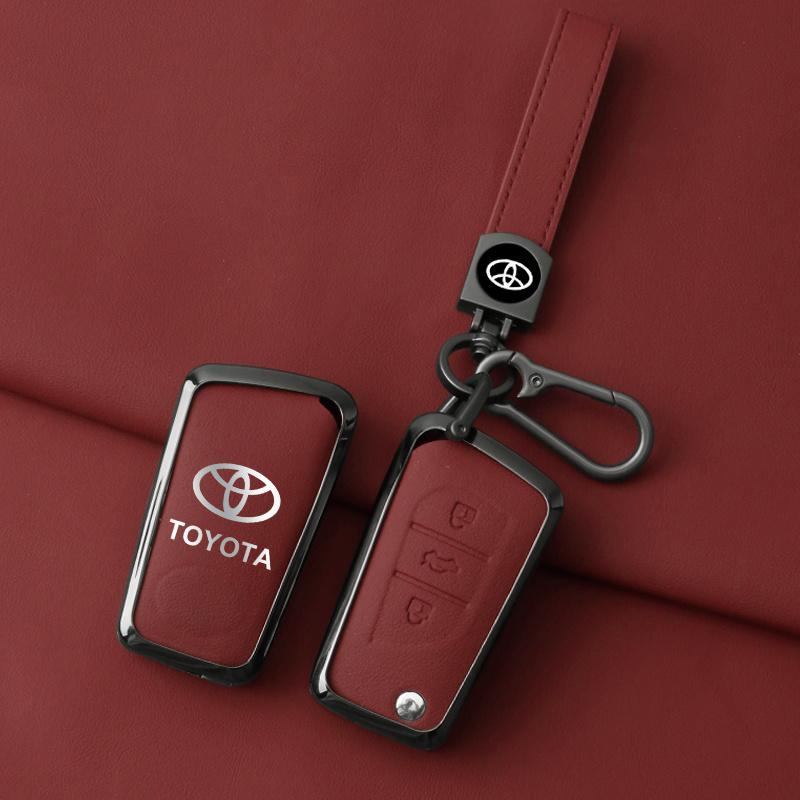 Leather Car Key Case Fob Cover Protector for Toyota Auris Corolla Reiz Avensis Verso Yaris Aygo Rav4 Hilux Yaris Scion TCIM 2017