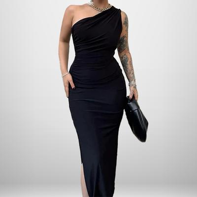 Women's Temperament, Elegant and Fashionable Sexy Solid Color Slit Off-shoulder Backless Dress