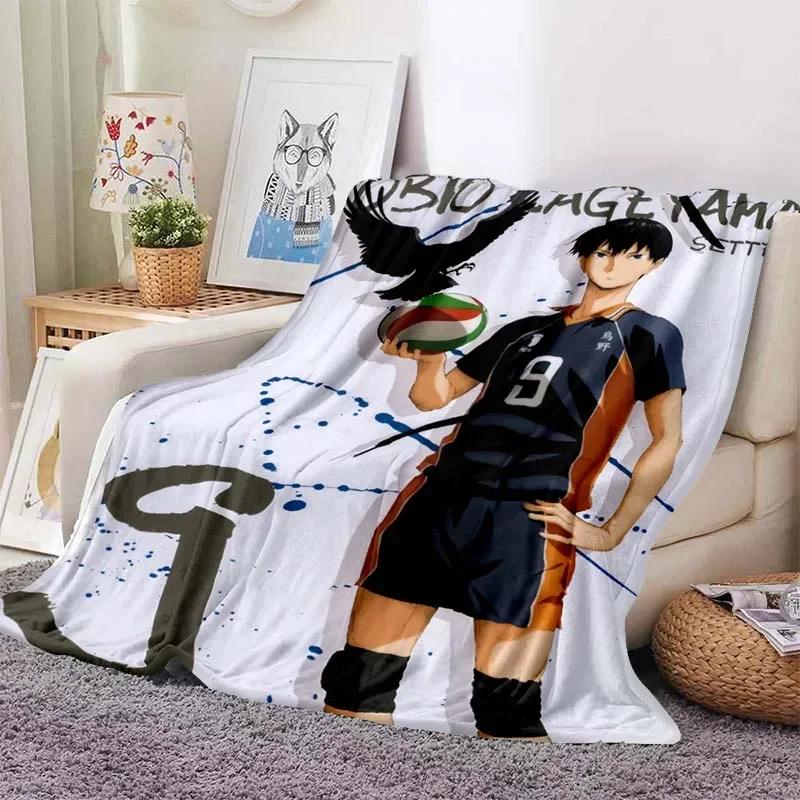 Coperte a Quadri Anime Pallavolo Haikyuu Decorazione Peluche Pile Corallo Coperte Morbide da Lanciare per Letto Viaggio Trapunta Manga Miya Atsumu