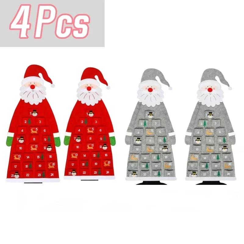 24 Day Advent Calendar Santa Felt Pendant for Christmas Decoration Pendant Countdown  Holiday Wall Calendar Home Decoration