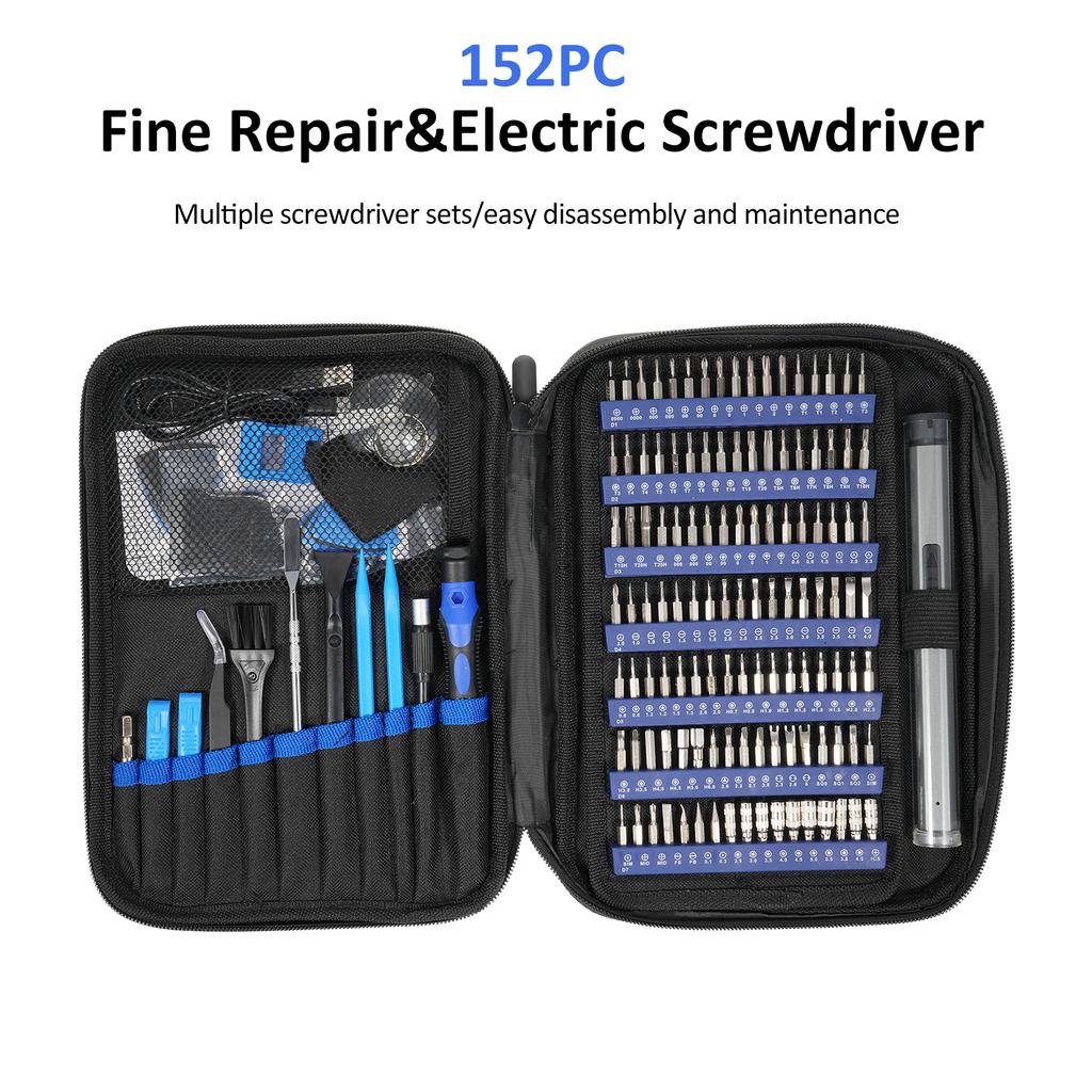 Lithium Electric Screwdriver, Small Portable Cordless Power Screwdriver Set, 152 in 1 Precision Screwdriver Set, Mini