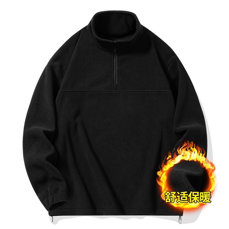 Mens Autumn Winter Half Zip Fleece Jacket Korean Style Warm Coat