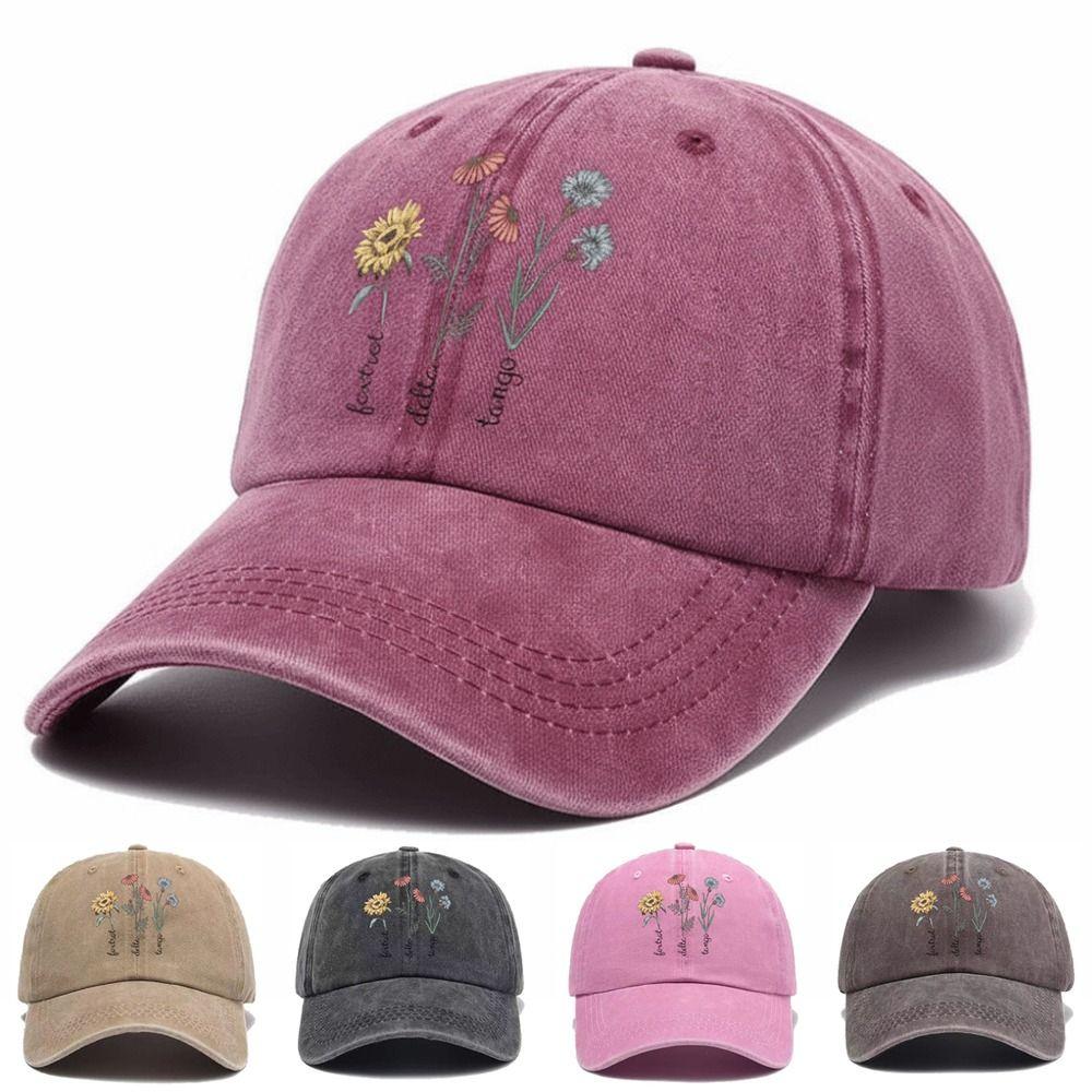Retro Floral Embroidery Baseball Cap Washed Cotton Adjustable Baseball Hats Sunscreen Hats For Man Women