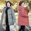 Giacca imbottita in cotone invernale da donna con cappuccio in pile spesso parka caldo cappotto lungo largo cappotto da neve largo