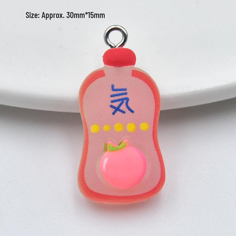 Luminous Resin Cartoon Drink Bottle Pendant for DIY Jewelry Accessories