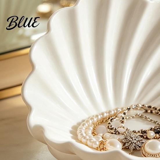 Decorative Jewelry Plate White Shell Dish, 3D Printed Holder, Creamy Dish Key Tray for Rings Earrings Necklaces