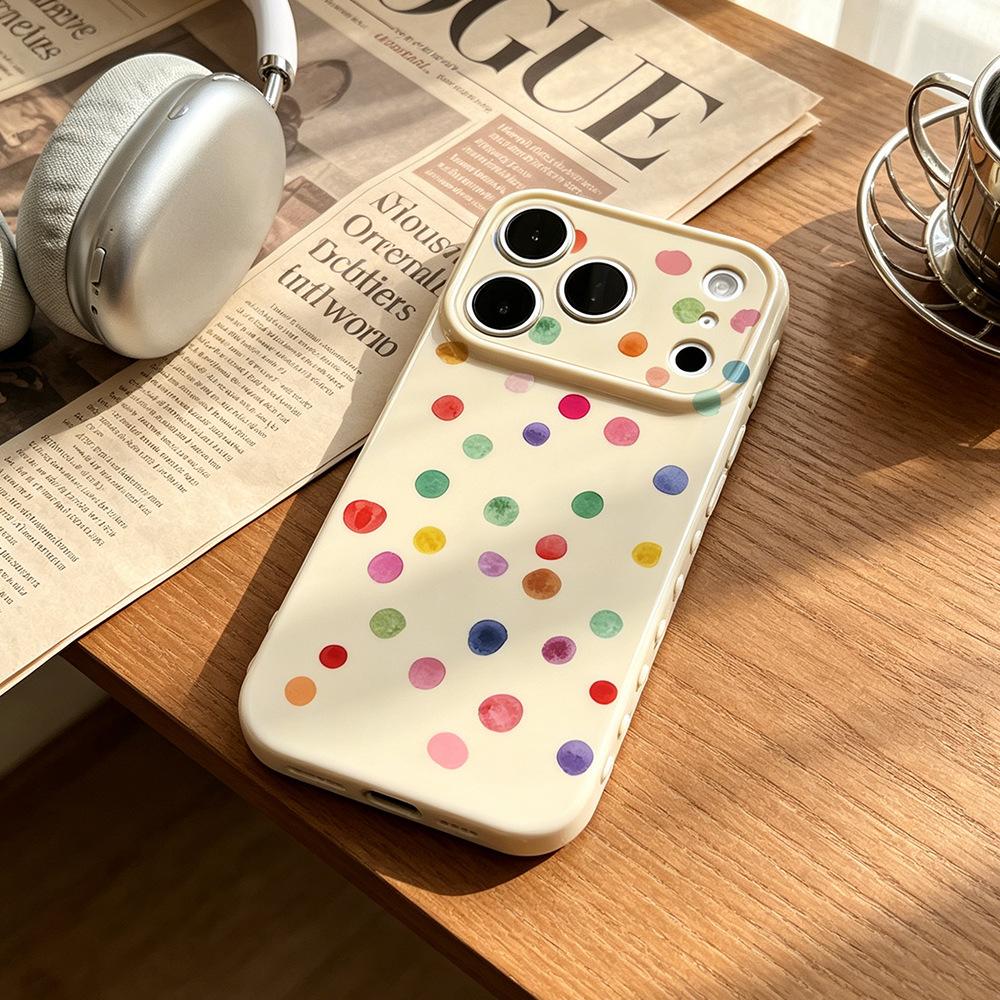 Macaron dots are suitable for Apple 16PM creative 15/17 mobile phone case iPhone17/16PRO anti-drop new model.