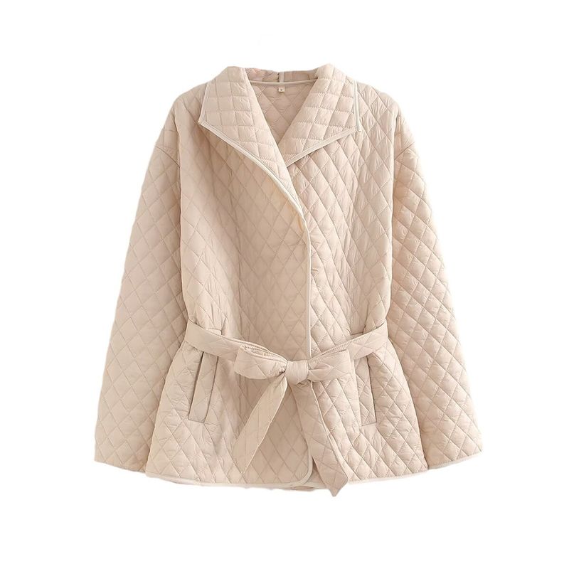 

Kaslead New Arrival Women s Clothing Fashion Style Stylish Simple and Versatile Casual Quilting Embroidery Cotton Jacket Outwear Apricot L