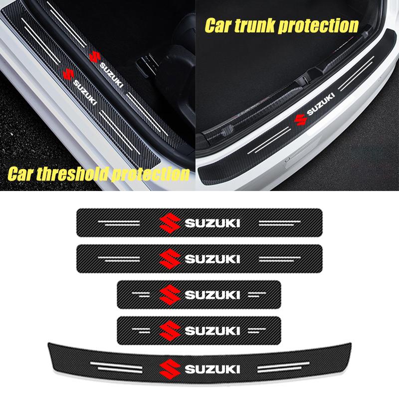 Car Anti-skid and Anti-scratch of Carbon Fiber Threshold Strip for Suzuki Swift Jimny Grand Vitara SX4 Samurai Spacia Liana Car
