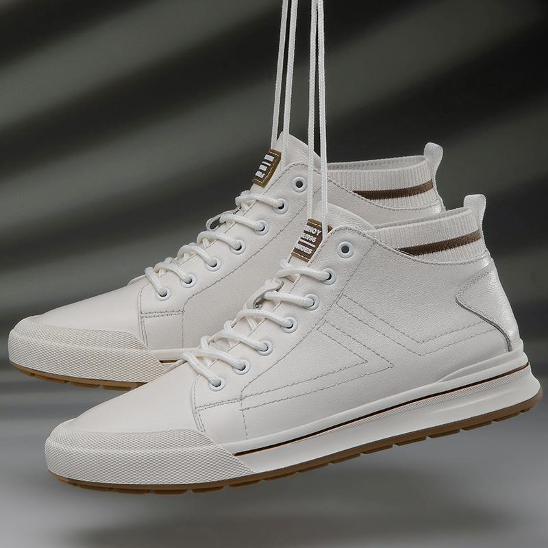 High Quality Mens Casual Shoes All-match Men Outdoor High Top Shoes Classic Genuine Leather Man Ankle Boots Non-Slip Biker Botas