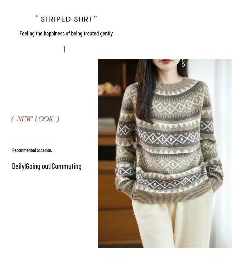 Women's Loose Fit Round Neck Wool Sweater – Lightweight, Comfy & Versatile for Spring and Autumn