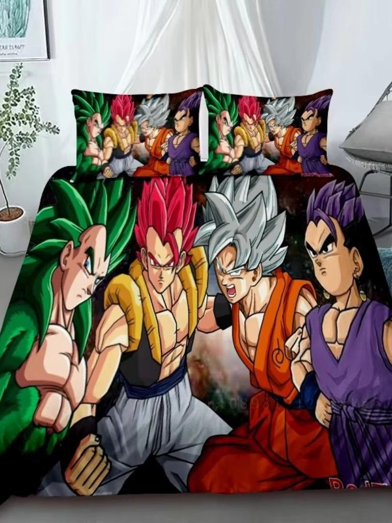2026 Hot Sale Japanese Anime Dragon Ball Son Goku Bedding Set Quilt Cover Twin Full Bedroom Bed Decor for Teens Best Gifts