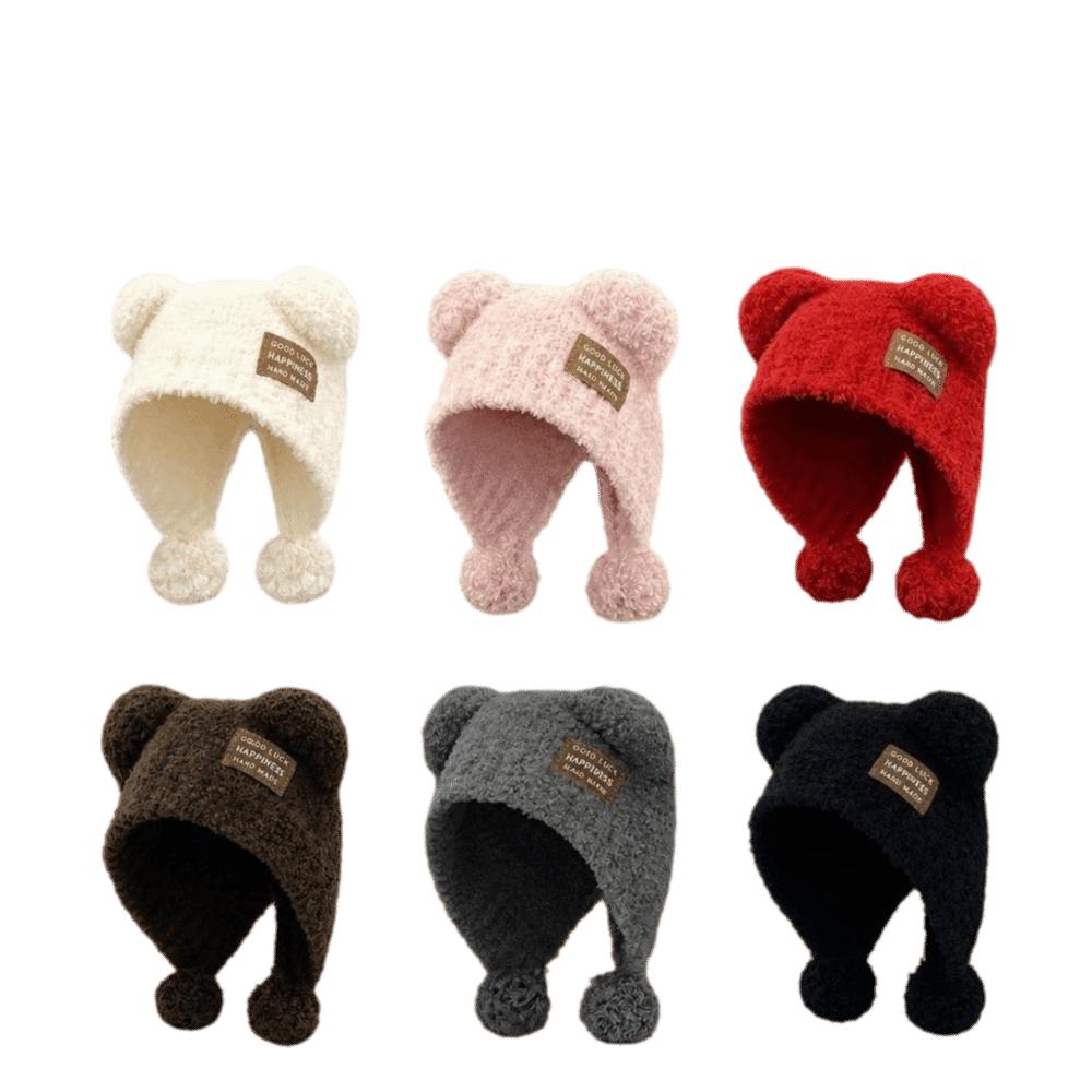 Warm Beanie Cap Fluffy Woolen Hat New Bear Ears Hat Autumn Winter