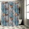Waterproof Shower Curtain Decorative Fish Plaid Bath Mat Non-Slip Rug for Home Decoration Waterproof Washable Rectangular Bathro