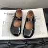 Retro round head cute shallow mouth single shoes women's 2025 spring and summer new French versatile British style one-word buckle small leather shoes